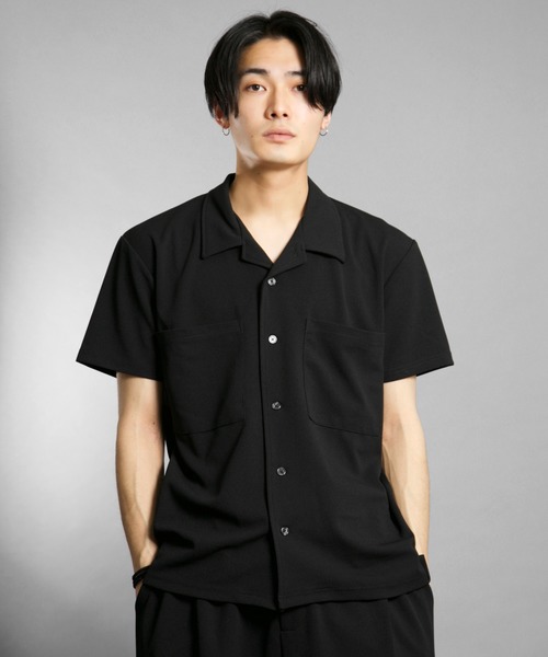Bling Leads(ブリングリーズ)の「bling leads/半袖オープンシャツ(シャツ/ブラウス・メンズ・ブラック/ベージュ/ブラウン/チャコール/グレイッシュベージュ・LARGE/MEDIUM)」の2枚目の写真