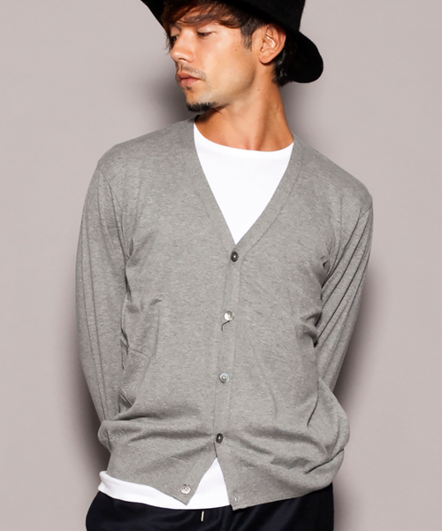 BEAUTY&YOUTH UNITED ARROWS(ビューティーアンドユースユナイテッドアローズ)の「BY スーピマ コットン Vカーディガン ◆(カーディガン/ボレロ・メンズ・グレー/ダークグリーン/ネイビー・SMALL/MEDIUM/LARGE/X-LARGE)」の1枚目の写真