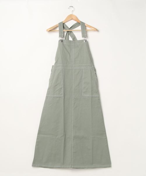 SpRay（スプレイ）の「【WEB限定】配色ステッチジャンパースカート（ワンピース・レディース・ブラック/ブルー/アイボリー/ライトカーキ・FREE）」の14枚目の写真