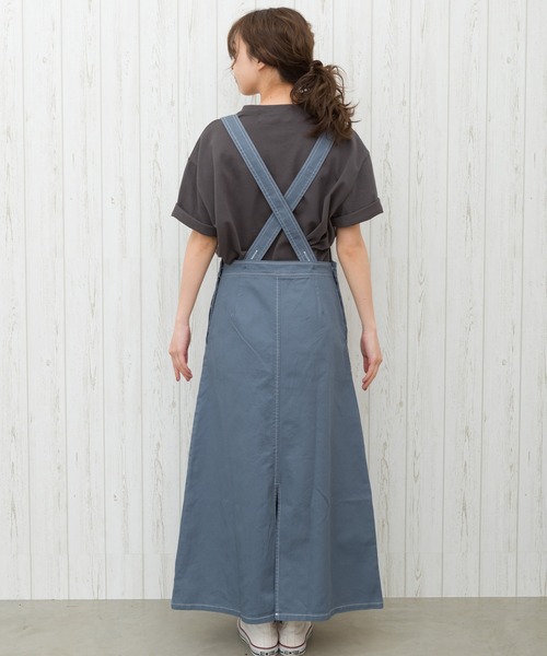 SpRay（スプレイ）の「【WEB限定】配色ステッチジャンパースカート（ワンピース・レディース・ブラック/ブルー/アイボリー/ライトカーキ・FREE）」の15枚目の写真