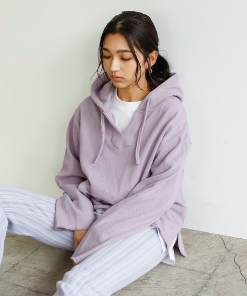 Auntie Rosa Holiday（アンティローザホリデー）の「ループスウェットメキシカンパーカ（パーカー・レディース・モカ/ナチュラル/ライトパープル・FREE）」の3枚目の写真