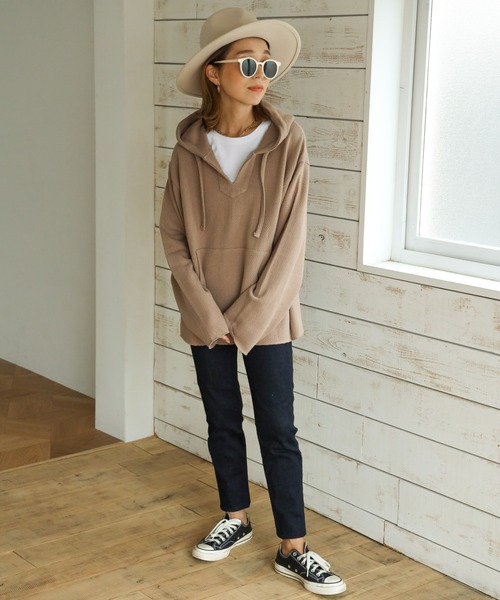 Auntie Rosa Holiday（アンティローザホリデー）の「ループスウェットメキシカンパーカ（パーカー・レディース・モカ/ナチュラル/ライトパープル・FREE）」の5枚目の写真