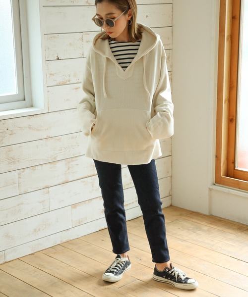 Auntie Rosa Holiday（アンティローザホリデー）の「ループスウェットメキシカンパーカ（パーカー・レディース・モカ/ナチュラル/ライトパープル・FREE）」の6枚目の写真