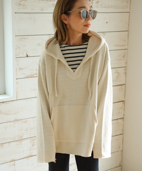 Auntie Rosa Holiday（アンティローザホリデー）の「ループスウェットメキシカンパーカ（パーカー・レディース・モカ/ナチュラル/ライトパープル・FREE）」の7枚目の写真