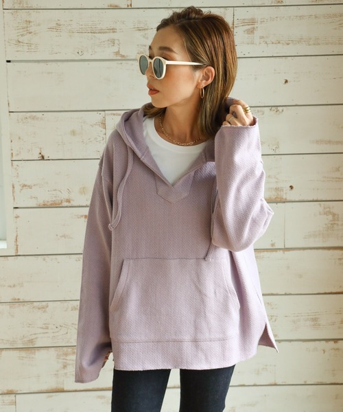 Auntie Rosa Holiday（アンティローザホリデー）の「ループスウェットメキシカンパーカ（パーカー・レディース・モカ/ナチュラル/ライトパープル・FREE）」の10枚目の写真