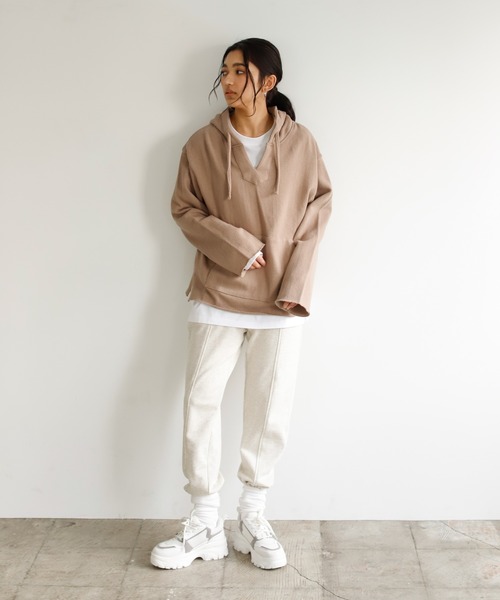 Auntie Rosa Holiday（アンティローザホリデー）の「ループスウェットメキシカンパーカ（パーカー・レディース・モカ/ナチュラル/ライトパープル・FREE）」の16枚目の写真