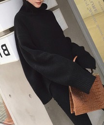リブハイネックニット