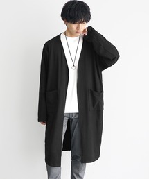 【MinoriTY】もちもち素材ゆったりシルエットノーカラーロングカーディガン メンズ