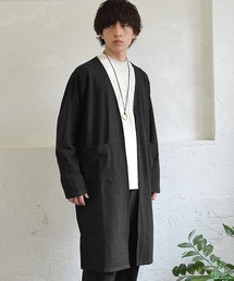 【MinoriTY】もちもち素材ゆったりシルエットノーカラーロングカーディガン メンズ