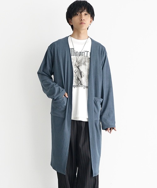 MinoriTY（マイノリティ）の「【MinoriTY】もちもち素材ゆったりシルエットノーカラーロングカーディガン メンズ（カーディガン/ボレロ・メンズ・モカ/ブラウン/グレー/ブラック・M/L）」の6枚目の写真