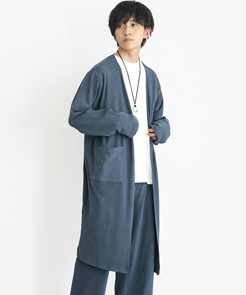 MinoriTY（マイノリティ）の「【MinoriTY】もちもち素材ゆったりシルエットノーカラーロングカーディガン メンズ（カーディガン/ボレロ・メンズ・モカ/ブラウン/グレー/ブラック・M/L）」の7枚目の写真