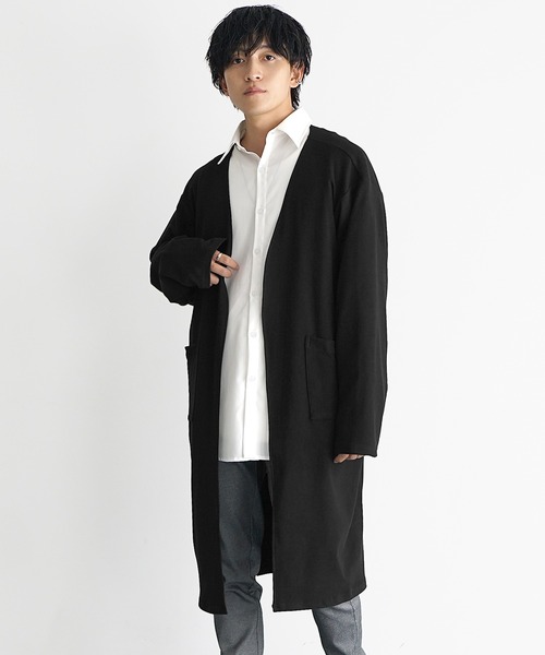 MinoriTY（マイノリティ）の「【MinoriTY】もちもち素材ゆったりシルエットノーカラーロングカーディガン メンズ（カーディガン/ボレロ・メンズ・モカ/ブラウン/グレー/ブラック・M/L）」の13枚目の写真