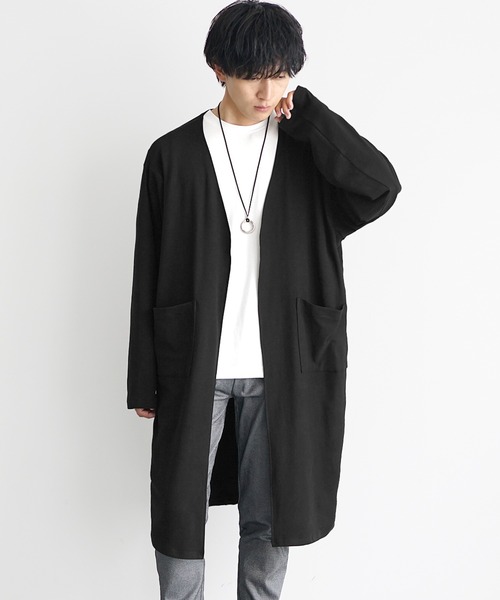 MinoriTY（マイノリティ）の「【MinoriTY】もちもち素材ゆったりシルエットノーカラーロングカーディガン メンズ（カーディガン/ボレロ・メンズ・モカ/ブラウン/グレー/ブラック・M/L）」の14枚目の写真