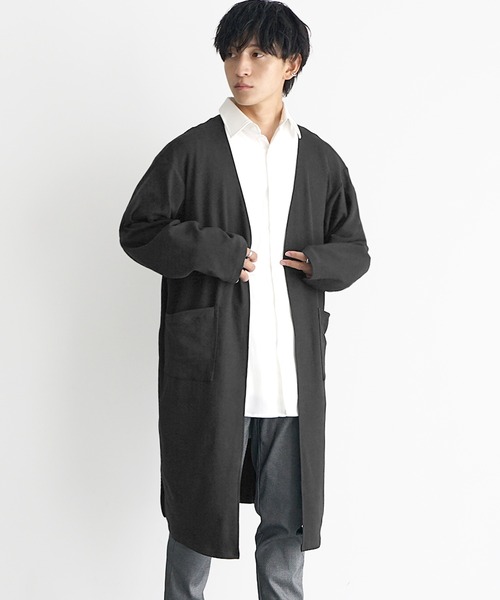 MinoriTY（マイノリティ）の「【MinoriTY】もちもち素材ゆったりシルエットノーカラーロングカーディガン メンズ（カーディガン/ボレロ・メンズ・モカ/ブラウン/グレー/ブラック・M/L）」の15枚目の写真