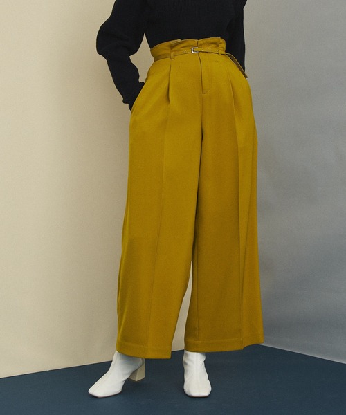 UNITED TOKYO（ユナイテッドトウキョウ）の「ワンタックワイドパンツ（スラックス・レディース・アイボリー/マスタード/ワインレッド/ブラック/ブルー/グリーン・1/2/3）」の6枚目の写真