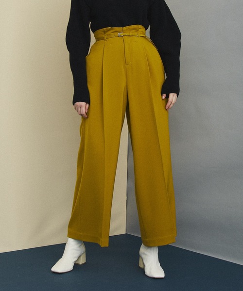 UNITED TOKYO（ユナイテッドトウキョウ）の「ワンタックワイドパンツ（スラックス・レディース・アイボリー/マスタード/ワインレッド/ブラック/ブルー/グリーン・1/2/3）」の22枚目の写真