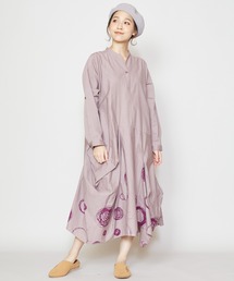 チャイハネ | 【チャイハネ】手描き風ドット柄変形ロングワンピース(ワンピース)