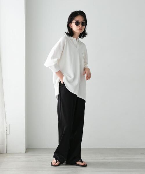 FEELING MADE（フィーリングメイド）の「FEELING MADE ストレッチポンチ センターシーム パンツ（スラックス・レディース・ブラック/ライラック/ナチュラル/ダークグリーン/ブラウン/ピンク/オリーブ・LARGE/SMALL/MEDIUM）」の17枚目の写真