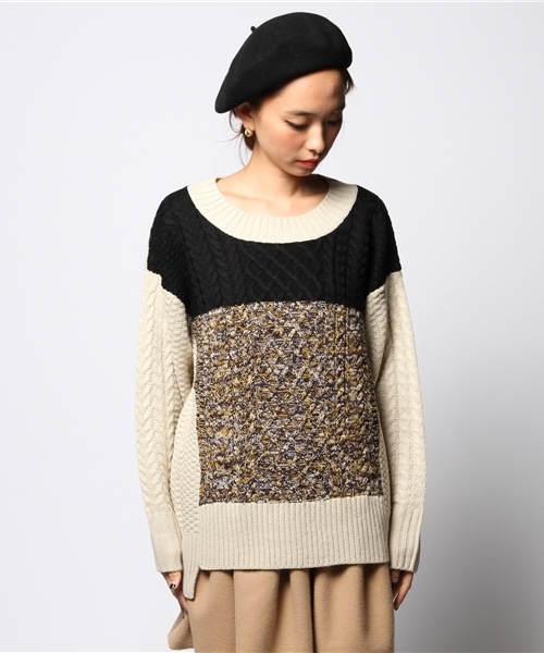 ROSE BUD(ローズバッド)の「LK-14239 BI-COLOR CABLE KNIT P/O(ニット/セーター・レディース・ネイビー/ホワイト・ONE SIZE)」の10枚目の写真