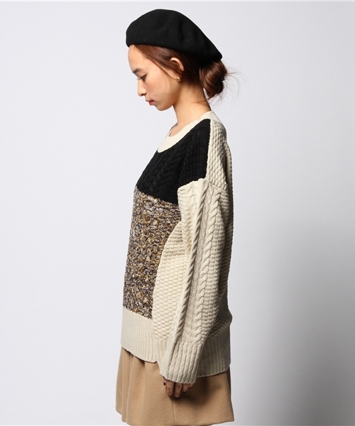 ROSE BUD(ローズバッド)の「LK-14239 BI-COLOR CABLE KNIT P/O(ニット/セーター・レディース・ネイビー/ホワイト・ONE SIZE)」の9枚目の写真