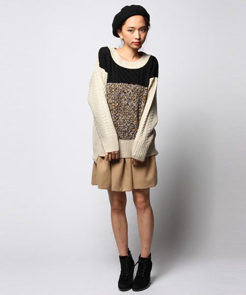 ROSE BUD(ローズバッド)の「LK-14239 BI-COLOR CABLE KNIT P/O(ニット/セーター・レディース・ネイビー/ホワイト・ONE SIZE)」の7枚目の写真