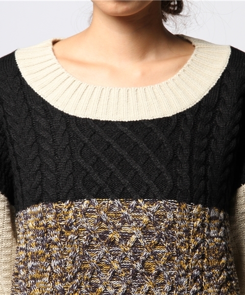 ROSE BUD(ローズバッド)の「LK-14239 BI-COLOR CABLE KNIT P/O(ニット/セーター・レディース・ネイビー/ホワイト・ONE SIZE)」の6枚目の写真