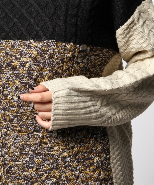 ROSE BUD(ローズバッド)の「LK-14239 BI-COLOR CABLE KNIT P/O(ニット/セーター・レディース・ネイビー/ホワイト・ONE SIZE)」の5枚目の写真