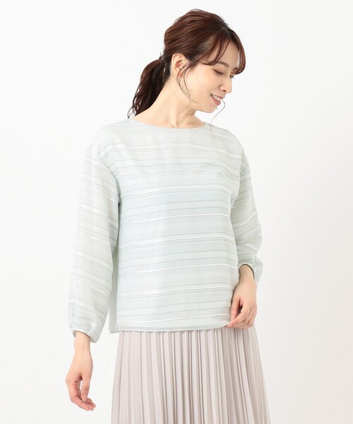 J.PRESS(ジェイプレス)の「【洗える】シャドーボーダー カットソー(Tシャツ/カットソー・レディース・スモーキーグリーン系1/黄土色系1/ホワイト系1・T15/T13)」の10枚目の写真