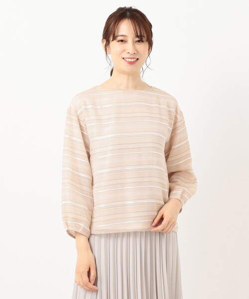 J.PRESS(ジェイプレス)の「【洗える】シャドーボーダー カットソー(Tシャツ/カットソー・レディース・スモーキーグリーン系1/黄土色系1/ホワイト系1・T15/T13)」の11枚目の写真