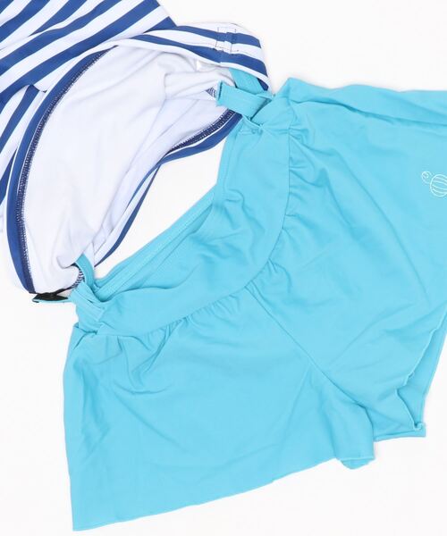 sandia（サンディア）の「ck3576水着3点セット ボーダー UVカット（水着・キッズ・ネイビー・150cm/140cm/170cm/160cm）」の2枚目の写真
