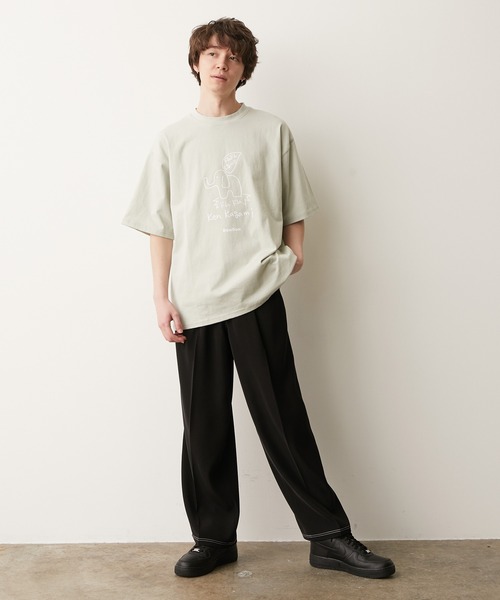 JUNRED（ジュンレッド）の「【DOMDOM×KEN KAGAMIコラボ】フロントビッグプリントTシャツ（Tシャツ/カットソー・メンズ・ホワイト/ミント/ベージュ・M/L）」の4枚目の写真