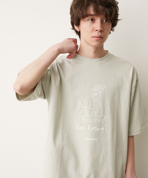 JUNRED（ジュンレッド）の「【DOMDOM×KEN KAGAMIコラボ】フロントビッグプリントTシャツ（Tシャツ/カットソー・メンズ・ホワイト/ミント/ベージュ・M/L）」の6枚目の写真