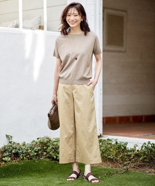 J.PRESS Ladies（J.プレス レディス）の「【洗える】FITTY FLAX ワイドパンツ（その他パンツ・レディース・ブラウン系/ベージュ系/ネイビー系・S/XS/XXS）」の4枚目の写真