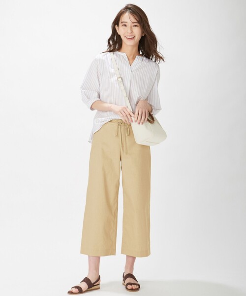 J.PRESS Ladies（J.プレス レディス）の「【洗える】FITTY FLAX ワイドパンツ（その他パンツ・レディース・ブラウン系/ベージュ系/ネイビー系・S/XS/XXS）」の5枚目の写真