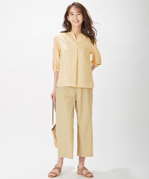J.PRESS Ladies（J.プレス レディス）の「【洗える】FITTY FLAX ワイドパンツ（その他パンツ・レディース・ブラウン系/ベージュ系/ネイビー系・S/XS/XXS）」の8枚目の写真