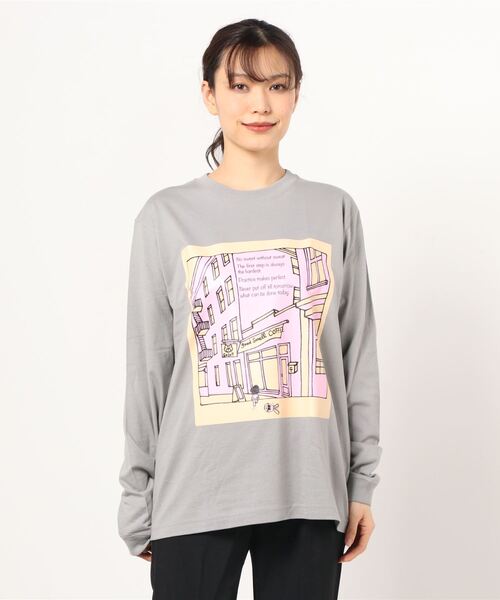 BEATJIVE（ビートジャイブ）の「プリント ロングスリーブTEEシャツ 長袖 Tシャツ ロンT レディース（Tシャツ/カットソー・レディース・ライトグレー/ブラック/ホワイト・X-LARGE/LARGE/MEDIUM）」の3枚目の写真