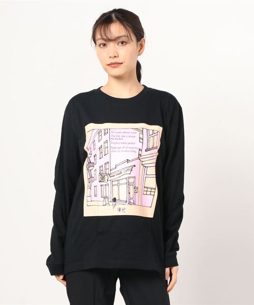 BEATJIVE（ビートジャイブ）の「プリント ロングスリーブTEEシャツ 長袖 Tシャツ ロンT レディース（Tシャツ/カットソー・レディース・ライトグレー/ブラック/ホワイト・X-LARGE/LARGE/MEDIUM）」の2枚目の写真