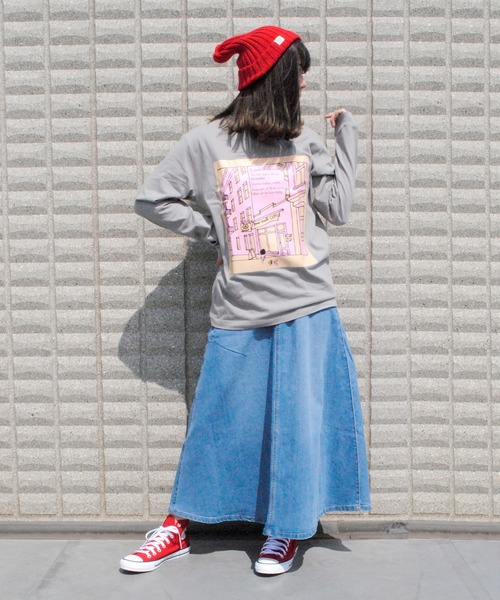 BEATJIVE（ビートジャイブ）の「プリント ロングスリーブTEEシャツ 長袖 Tシャツ ロンT レディース（Tシャツ/カットソー・レディース・ライトグレー/ブラック/ホワイト・X-LARGE/LARGE/MEDIUM）」の5枚目の写真