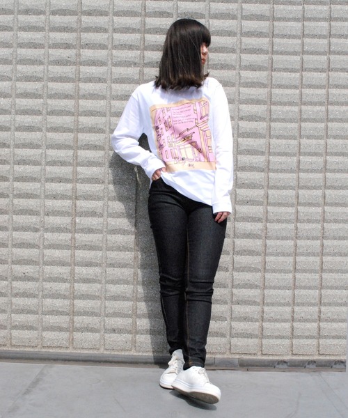 BEATJIVE（ビートジャイブ）の「プリント ロングスリーブTEEシャツ 長袖 Tシャツ ロンT レディース（Tシャツ/カットソー・レディース・ライトグレー/ブラック/ホワイト・X-LARGE/LARGE/MEDIUM）」の6枚目の写真
