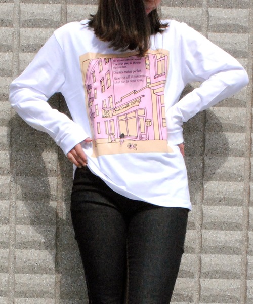 BEATJIVE（ビートジャイブ）の「プリント ロングスリーブTEEシャツ 長袖 Tシャツ ロンT レディース（Tシャツ/カットソー・レディース・ライトグレー/ブラック/ホワイト・X-LARGE/LARGE/MEDIUM）」の10枚目の写真