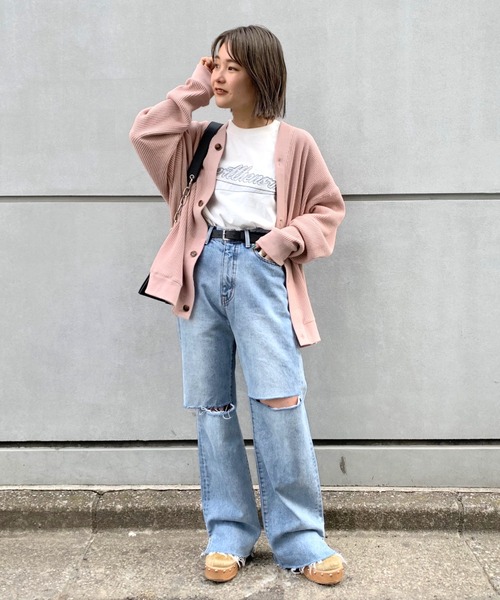 WHO'S WHO gallery（フーズフーギャラリー）の「カッティングデニム（デニムパンツ・レディース・ブラック/サックスブルー/ブルー/黄緑系/ダークブラック/キナリ/コバルトブルー・FREE）」の13枚目の写真