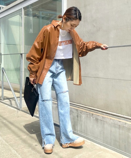 WHO'S WHO gallery（フーズフーギャラリー）の「カッティングデニム（デニムパンツ・レディース・ブラック/サックスブルー/ブルー/黄緑系/ダークブラック/キナリ/コバルトブルー・FREE）」の9枚目の写真