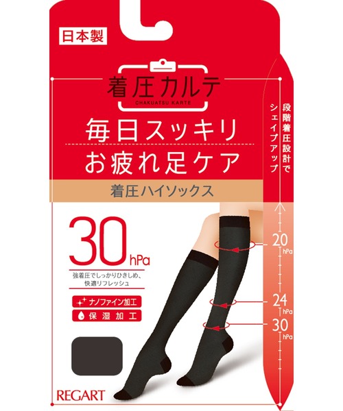 emesuelee（エメスーリー）の「着圧カルテハイソックス（ソックス/靴下・レディース・ブラック/ベージュ・S/M）」の5枚目の写真