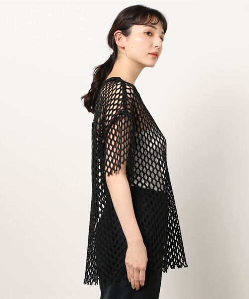 Narcissus（ナルシス）の「【Narcissus】メッシュカットトップス（Tシャツ/カットソー・レディース・ブラック/ホワイト・FREE）」の3枚目の写真