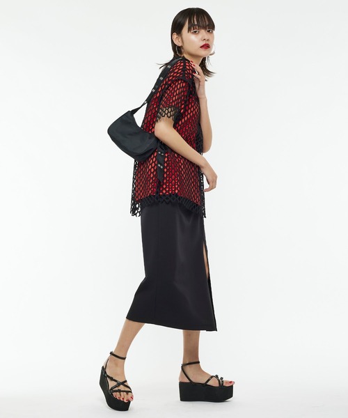 Narcissus（ナルシス）の「【Narcissus】メッシュカットトップス（Tシャツ/カットソー・レディース・ブラック/ホワイト・FREE）」の7枚目の写真