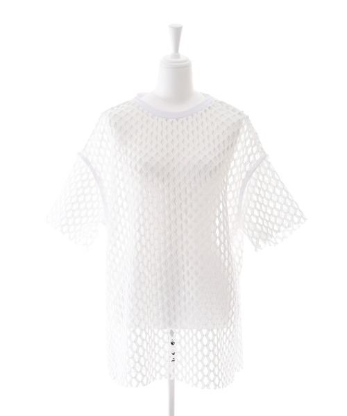 Narcissus（ナルシス）の「【Narcissus】メッシュカットトップス（Tシャツ/カットソー・レディース・ブラック/ホワイト・FREE）」の8枚目の写真