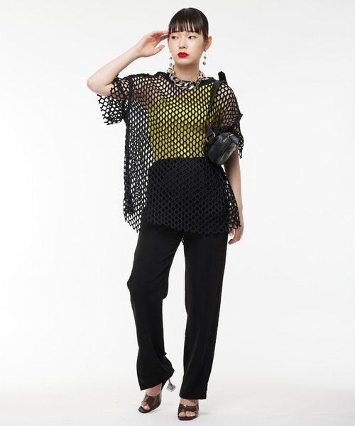 Narcissus（ナルシス）の「【Narcissus】メッシュカットトップス（Tシャツ/カットソー・レディース・ブラック/ホワイト・FREE）」の22枚目の写真