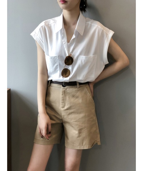 Jewelobe(ジュエローブ)の「フレンチスリーブセミロングシャツ(シャツ/ブラウス・レディース・ホワイト/ネイビー/カーキ・FREE)」の17枚目の写真