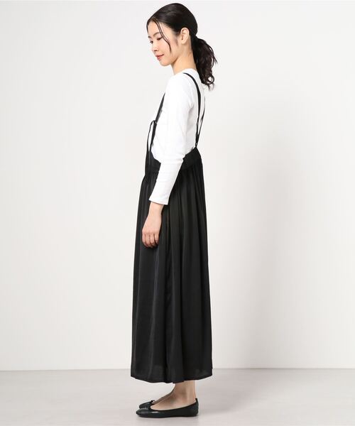 AS KNOW AS PINKY(アズノゥアズピンキー)の「サテンでギャザージャンスカ(ジャンパースカート・レディース・カーキ/ブラック/ブラウン・FREE)」の7枚目の写真