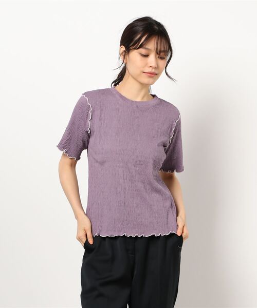 ehka sopo（エヘカソポ）の「配色メローカットソー（Tシャツ/カットソー・レディース・ラベンダー/ブルー/オフホワイト/ブラック・ﾌﾘ-）」の4枚目の写真